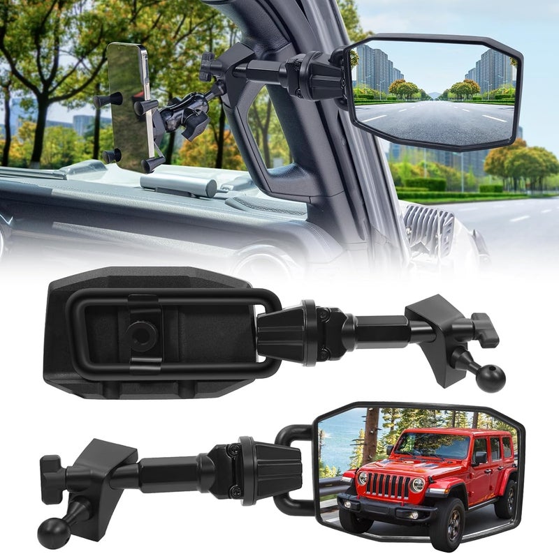 GEVINFA Upgraded Mirrors Doors Off Compatible with Jeep Wrangler JL JLU and Gladiator JT 2024-2026, Quick Release JL Mirror, No Wobble & Quick Removal knob(Not Fit 1986-2023) Patented - Image 1